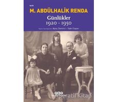 Mustafa Abdülhalik Renda Günlükler 1920-1950 - Sabri Sayarı - Yapı Kredi Yayınları