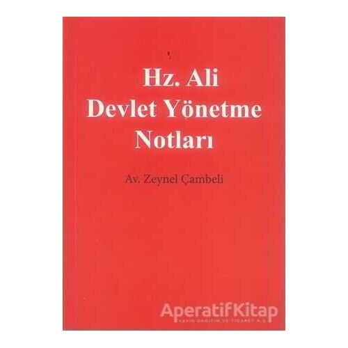 Hz. Ali Devlet Yönetme Notları - Zeynel Çambeli - Cinius Yayınları