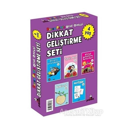 Okul Öncesi 4 Yaş Dikkat Geliştirme Seti (5 Kitap) - Afife Çoruk - Beyaz Panda Yayınları