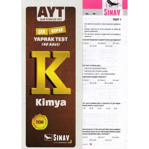 Sınav AYT Kimya Yaprak Test