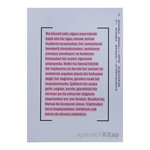 17. İstanbul Bienali - Artçı Düşünceler (Katalog) - Kolektif - Yapı Kredi Yayınları