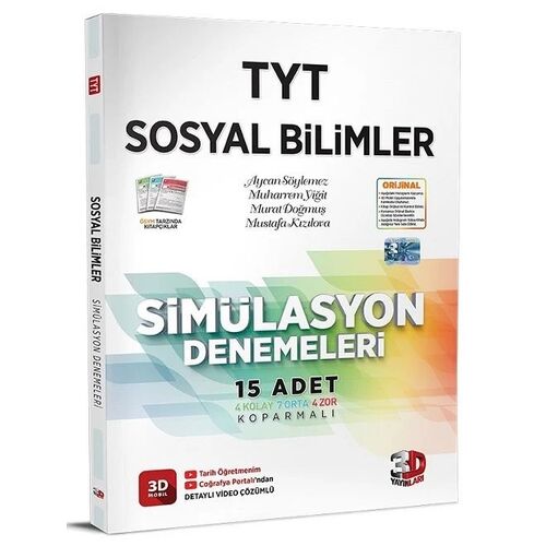 TYT Sosyal Bilimler Simülasyon 15 Deneme Video Çözümlü 3D Yayınları