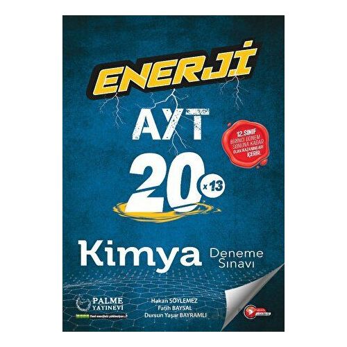 YKS AYT Kimya Enerji 20x13 Deneme Sınavı Video Çözümlü Palme Yayınları