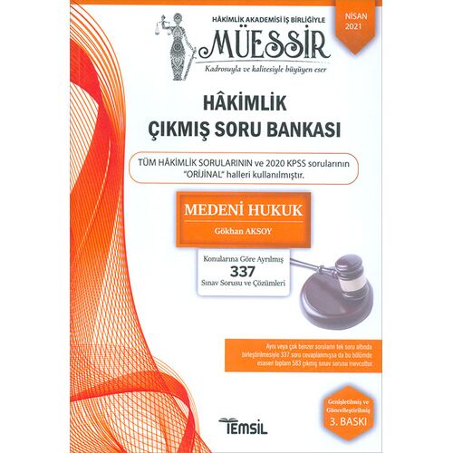 MÜESSİR Adli İdari Hakimlik Medeni Hukuk Çıkmış Soru Bankası Çözümlü Temsil Kitap