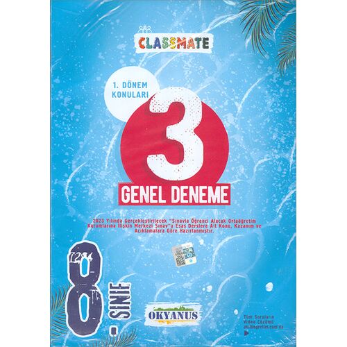 8.Sınıf Classmate 1.Dönem 3 Genel Deneme Okyanus Yayıncılık