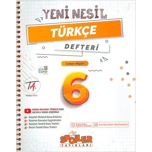 6.Sınıf Türkçe Yeni Nesil Defteri Spoiler Yayınları