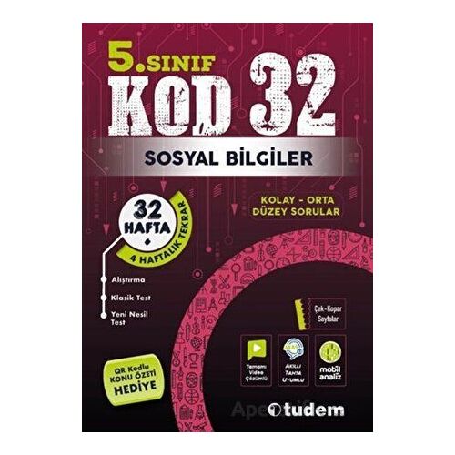 5. Sınıf Sosyal Bilgiler Kod 32 Tekrar Testleri - Kolektif - Tudem Yayınları