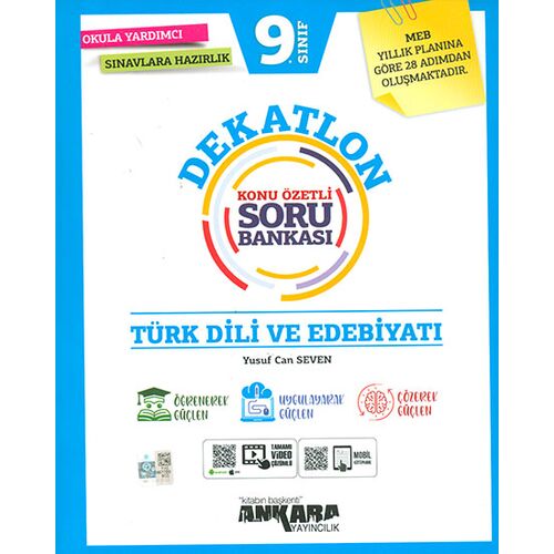 2022 9.Sınıf Dekatlon Türk Dili ve Edebiyatı Konu Özetli Soru Bankası Ankara Yayıncılık