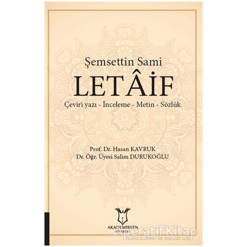 Şemsettin Sami Letaif - Salim Durukoğlu - Akademisyen Kitabevi
