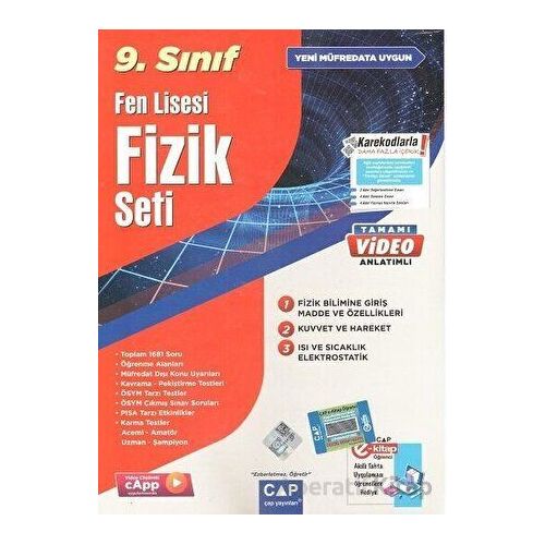 9. Sınıf Fen Lisesi Fizik Seti Çap Yayınları