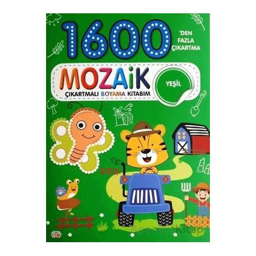 Mozaik Çıkartmalı Boyama Kitabı Yeşil 1600den Fazla Çıkartma - Kolektif - 0-6 Yaş Yayınları