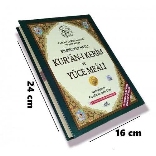 Ortaboy Arapça Bilgisayar Hatlı ve Diyanet Mühürlü Yüce Mealli Yeşil Renk Haktan Yayınları