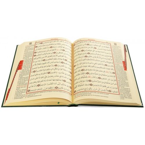 Rahleboy Arapça Bilgisayar Hatlı ve Diyanet Mühürlü Yüce Mealli Yeşil Renk Haktan Yayınları