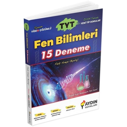 TYT Fen Bilimleri 15 Deneme Video Çözümlü Aydın Yayınları