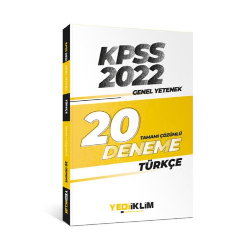 Yediiklim 2022 KPSS Genel Yetenek Türkçe Tamamı Çözümlü 20 Deneme Sınavı