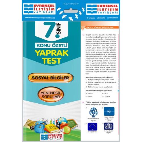 7. Sınıf Sosyal Bilgiler Konu Özetli Yaprak Test - Kolektif - Evrensel İletişim Yayınları