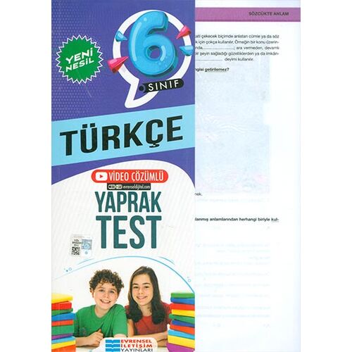 6. Sınıf Türkçe Yeni Nesil Video Çözümlü Yaprak Test - Kolektif - Evrensel İletişim Yayınları