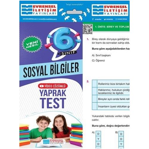 6. Sınıf Sosyal Bilgiler Video Çözümlü Yaprak Test - Kolektif - Evrensel İletişim Yayınları