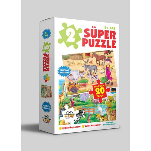 2 Süper Puzzle Çiftlik Hayvanları - Kolektif - 0-6 Yaş Yayınları