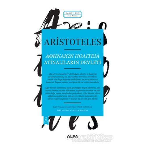 Atinalıların Devleti - Aristoteles - Alfa Yayınları