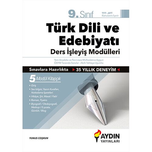 9.Sınıf Türk Dili ve Edebiyatı Ders İşleyiş Modülleri Aydın Yayınları